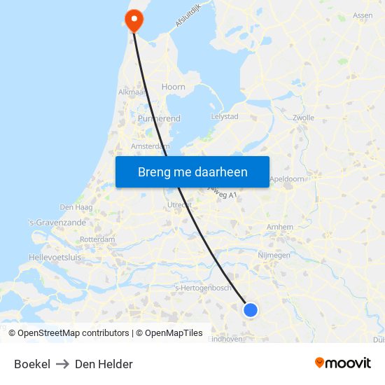 Boekel to Den Helder map