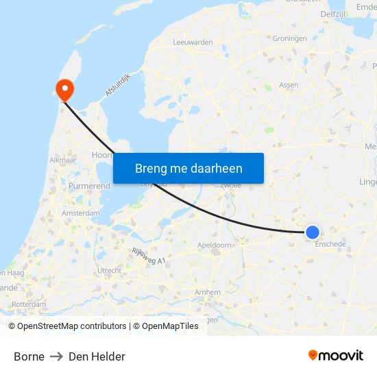 Borne to Den Helder map