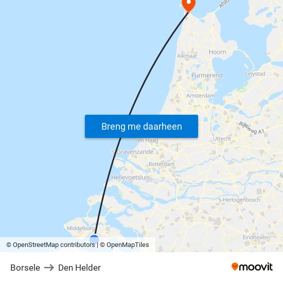 Borsele to Den Helder map
