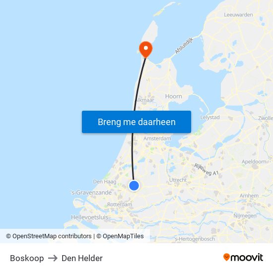 Boskoop to Den Helder map