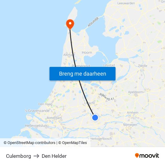 Culemborg to Den Helder map