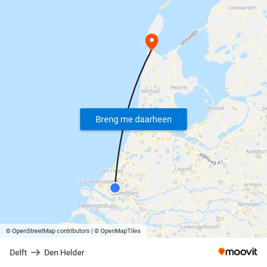 Delft to Den Helder map