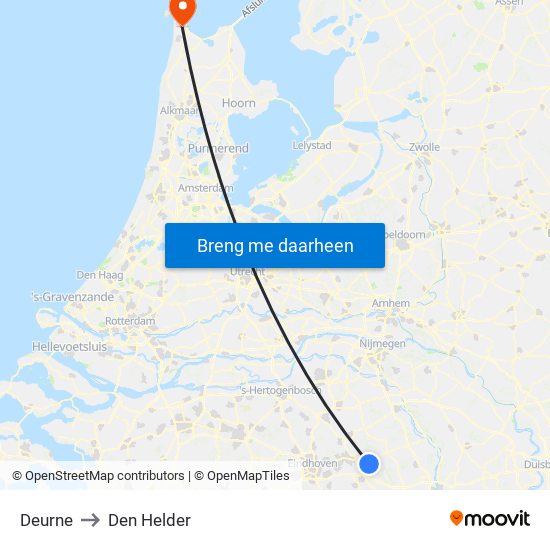 Deurne to Den Helder map