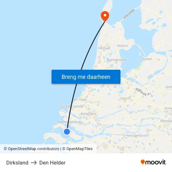 Dirksland to Den Helder map