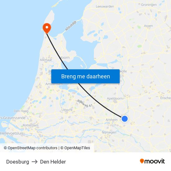 Doesburg to Den Helder map