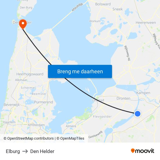 Elburg to Den Helder map