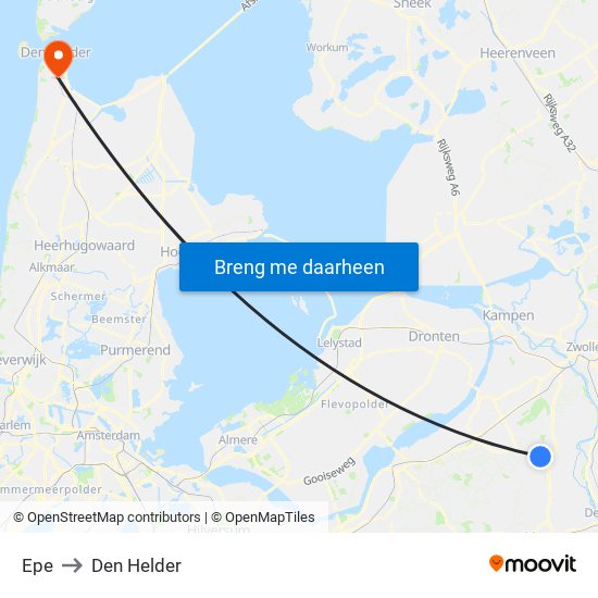 Epe to Den Helder map