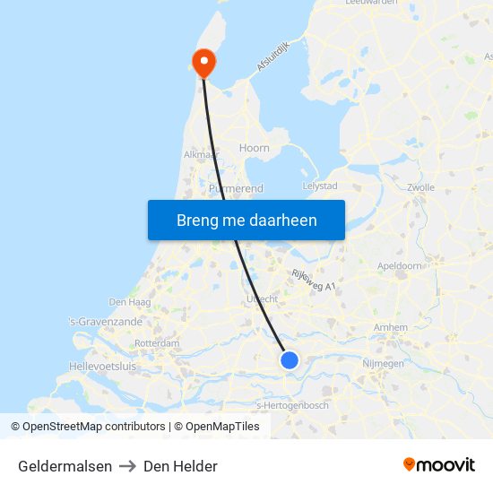 Geldermalsen to Den Helder map