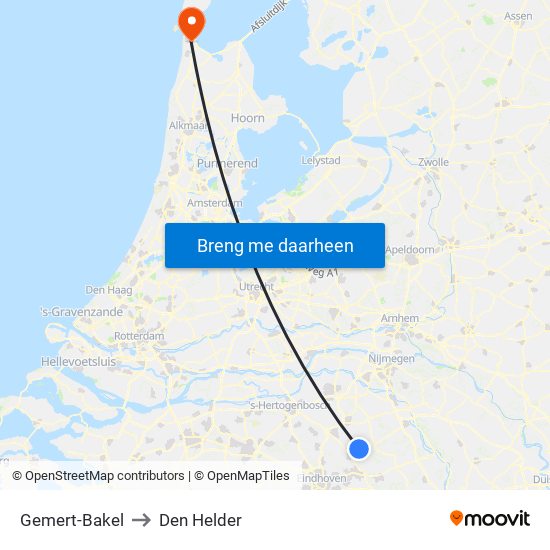 Gemert-Bakel to Den Helder map