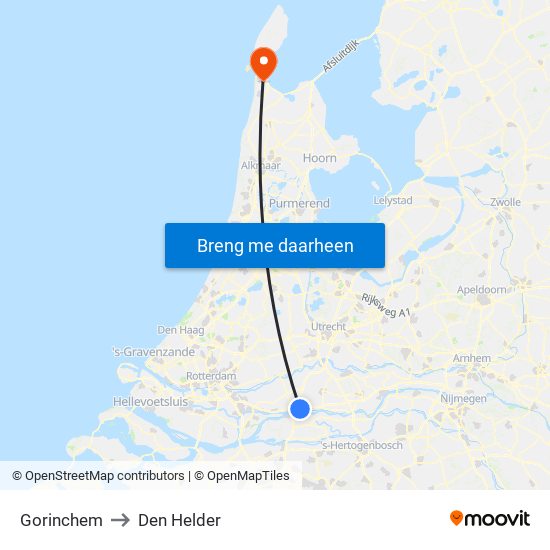 Gorinchem to Den Helder map