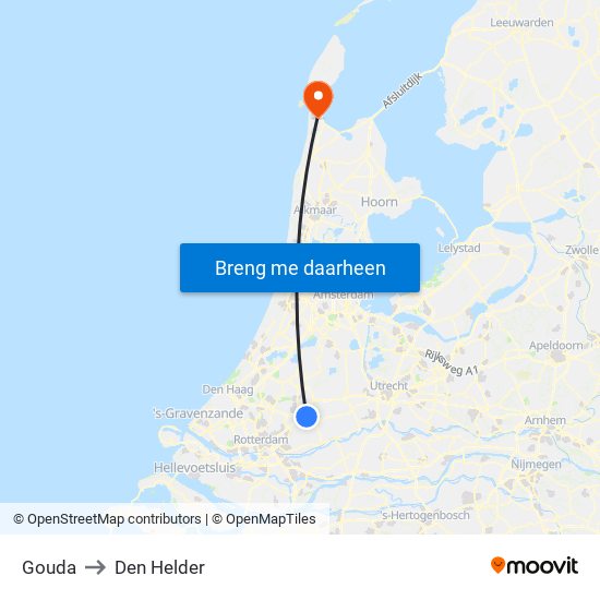 Gouda to Den Helder map