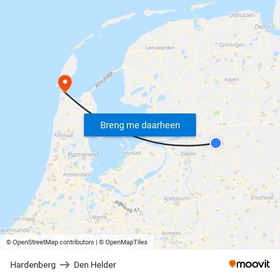 Hardenberg to Den Helder map