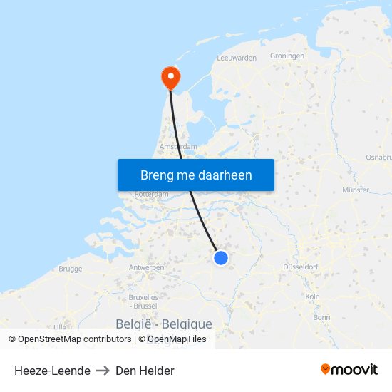 Heeze-Leende to Den Helder map