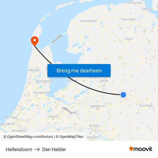 Hellendoorn to Den Helder map