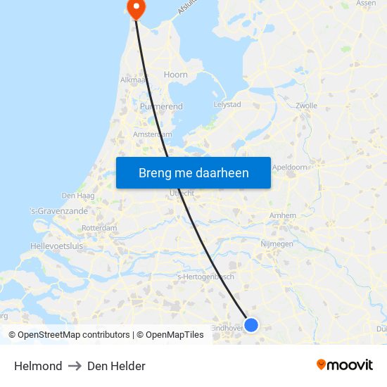 Helmond to Den Helder map