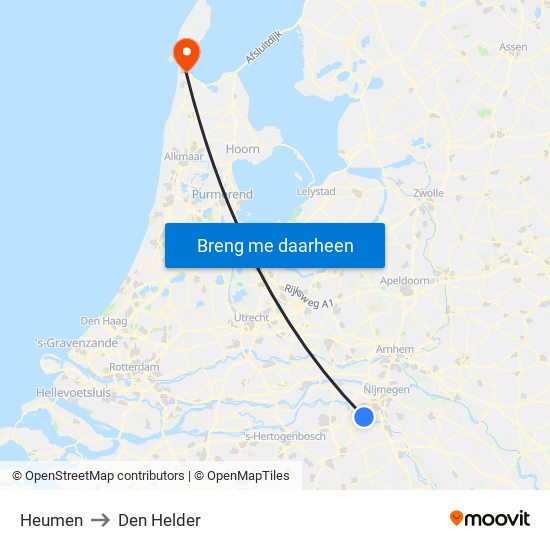 Heumen to Den Helder map