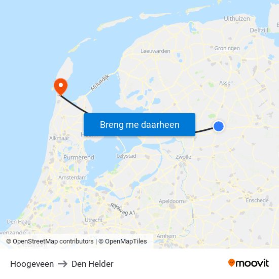 Hoogeveen to Den Helder map