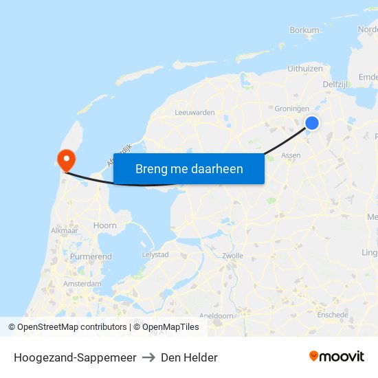 Hoogezand-Sappemeer to Den Helder map