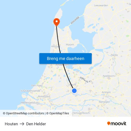 Houten to Den Helder map