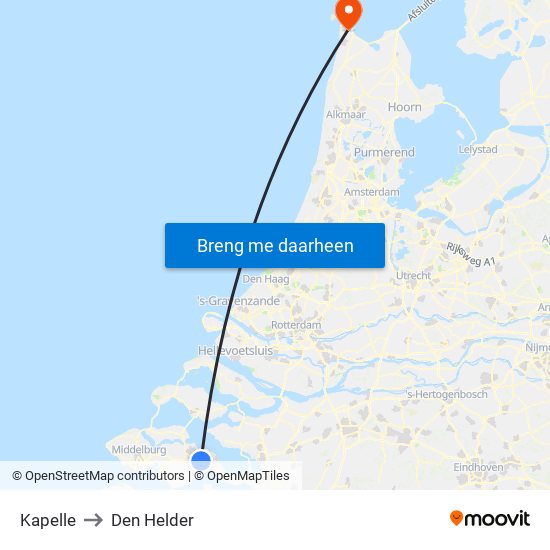 Kapelle to Den Helder map