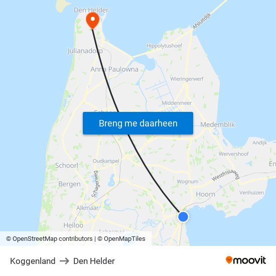 Koggenland to Den Helder map