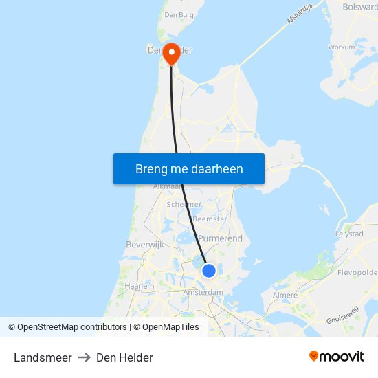 Landsmeer to Den Helder map