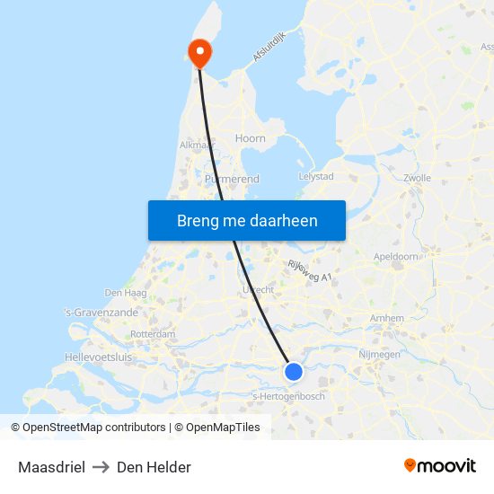 Maasdriel to Den Helder map