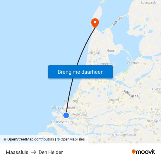 Maassluis to Den Helder map