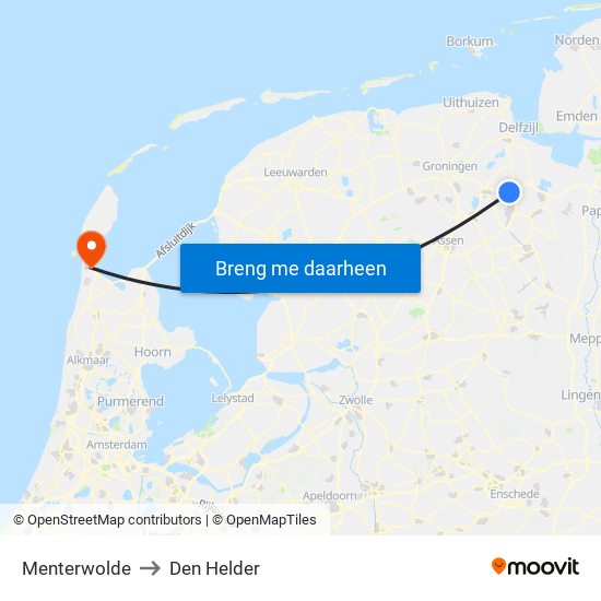 Menterwolde to Den Helder map