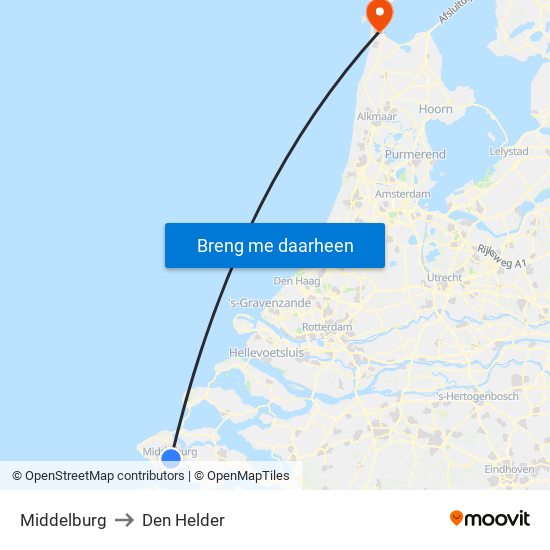 Middelburg to Den Helder map