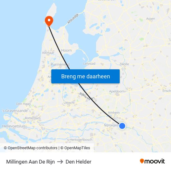 Millingen Aan De Rijn to Den Helder map