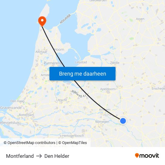 Montferland to Den Helder map