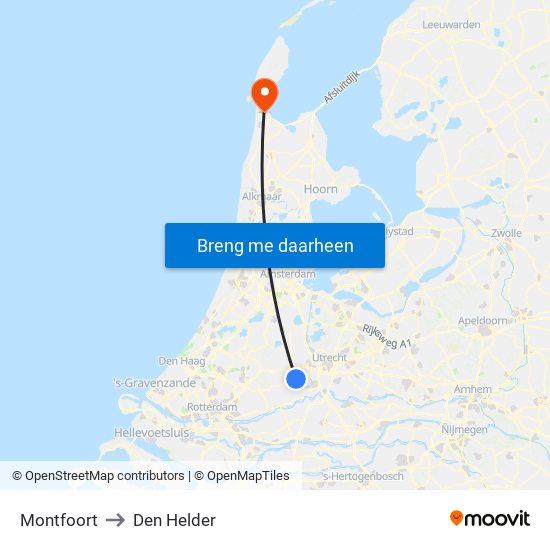 Montfoort to Den Helder map