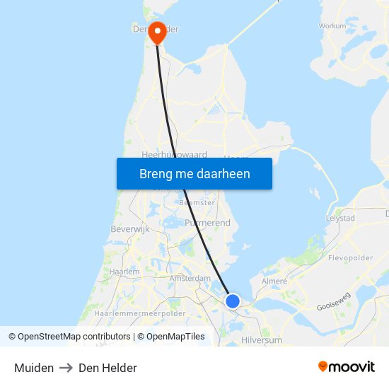 Muiden to Den Helder map