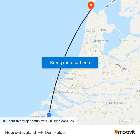 Noord-Beveland to Den Helder map