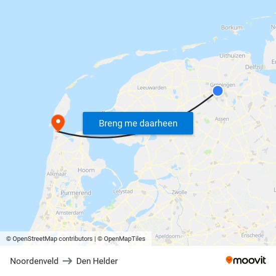 Noordenveld to Den Helder map