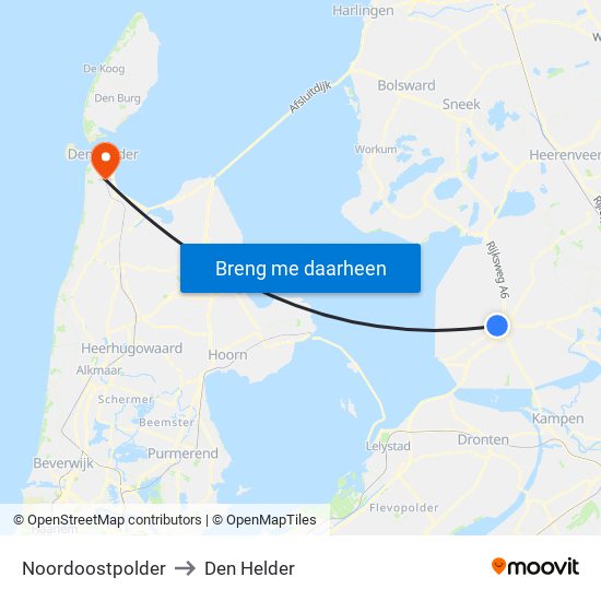Noordoostpolder to Den Helder map