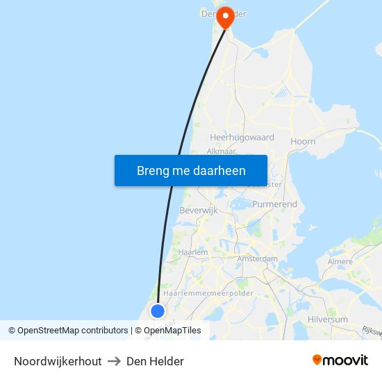 Noordwijkerhout to Den Helder map