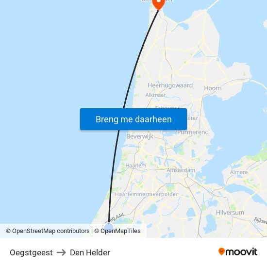 Oegstgeest to Den Helder map