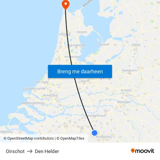 Oirschot to Den Helder map