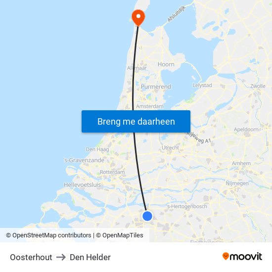 Oosterhout to Den Helder map