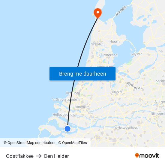 Oostflakkee to Den Helder map