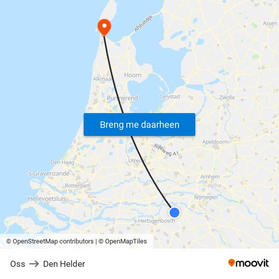 Oss to Den Helder map