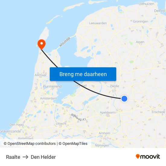 Raalte to Den Helder map