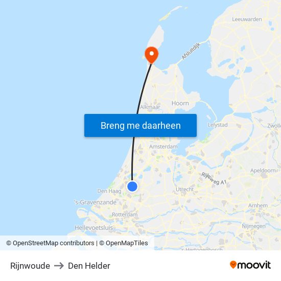 Rijnwoude to Den Helder map