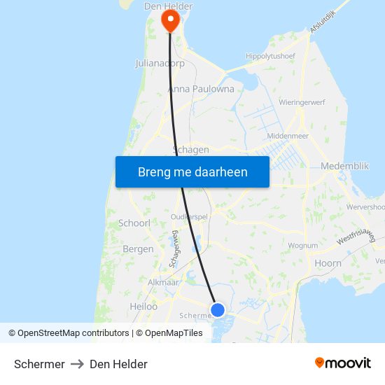 Schermer to Den Helder map
