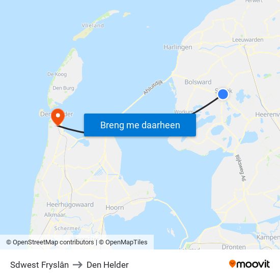 Sdwest Fryslân to Den Helder map