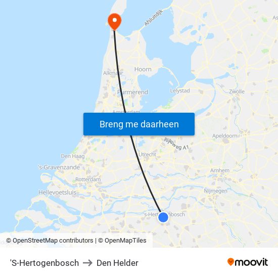 'S-Hertogenbosch to Den Helder map