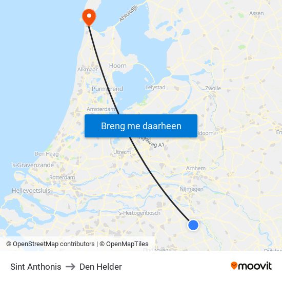 Sint Anthonis to Den Helder map