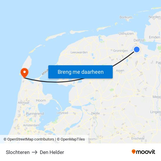 Slochteren to Den Helder map